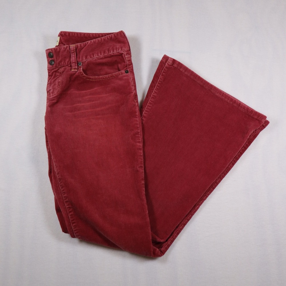 Vintage Y2K Abercrombie & Fitch Flare Pants Women's 4 Corduroy Red Low Rise